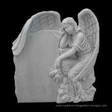 Hand carved natural granite tombstone marble angel gravestone